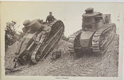 Первая мировая война. ПМВ. Танки Renault FT с башней Berliet-Girod П-9223