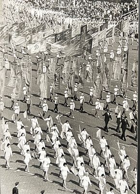 Фотография. Москва. Олимпиада.Парад физкультурников. Штамп на обороте: Заслуженный работник 