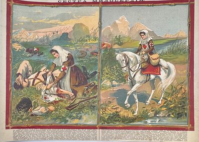 Плакат. Литография. Сестра милосердия. ПМВ. Лит. Т-ва И.Д.сытина в Москве. 1904г. 31х42см. П-1