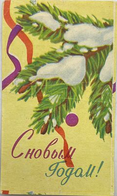 Вкладыш в новогодний подарок. С Новым годом! 1970-80-е гг. 9,5х5,5см. П-08