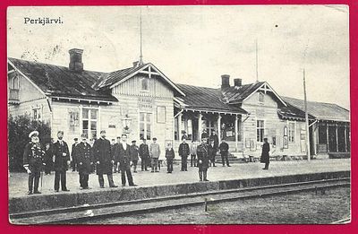 Ж.д. станция Перкярви. прошла почту. марка. штемпель. П-9805