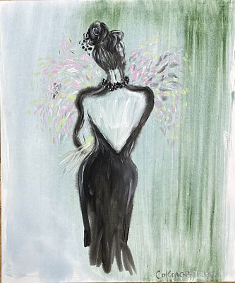 Соколовский Кирилл Иванович. "Оля" 2019г. Картон, акриловые краски. 59,5х49,5см. В правом 