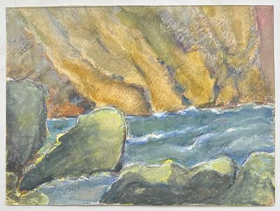 Ротач Александр Лукич (1893-1990) Крымские скалы. 1950-60-е годы. Бумага, гуашь, белила, уголь 