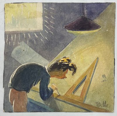 Исаев Владимир Константинович (1932-2014) Будущий архитектор" 1954год. Бумага, гуашь, графитный 