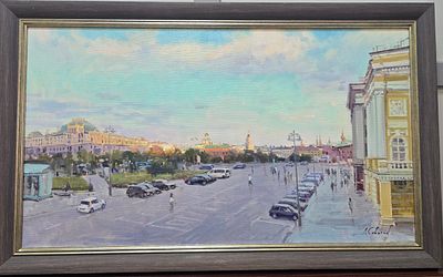 Д.Севагин "Вид на Театральную площадь" 2024г. Холст, масло. 40х70 см. . Дмитрий Севагин — 