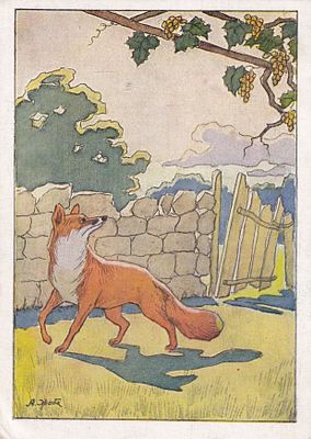 Лисица и Виноград. худ. А.Жаба. изд. Искусство. . П-9942