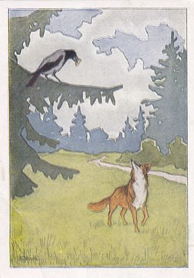 Ворон и лисица. худ. А.Жаба. изд. Искусство. . П-9942