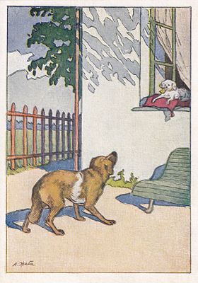 Две собаки. худ. А.Жаба. изд. Искусство. . П-9942