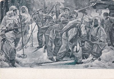 Ленинградская область. В тылу врага. худ. Серебряный И.А. изд. Искусство. . П-9942