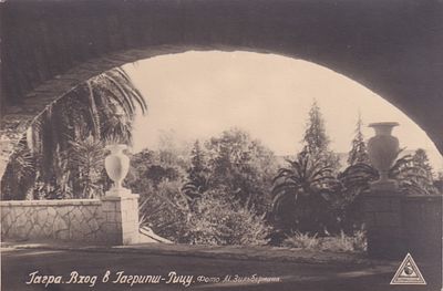 Гагра. Вход в Гагрипш-Тицу. изд. Фотокомбината Главкурорт. Министерства торговли СССР. П-9945