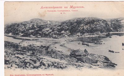 Александровск на Мурмане. Панорама Екатерининской гавани. изд. Андрианова. фототипия Шерер. . П-9958