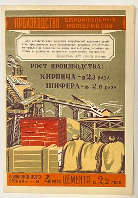 Мини-плакат. "Производство строительных материалов. Директивы XIX съезда партии". Пропаганда. 