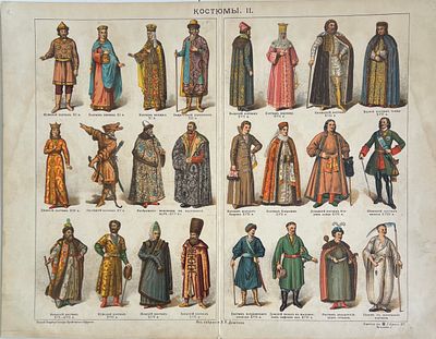 Литография до 1917г. . Костюмы II. Новый энциклоп. словарь Брокгауза и Ефрона. Из собрания 