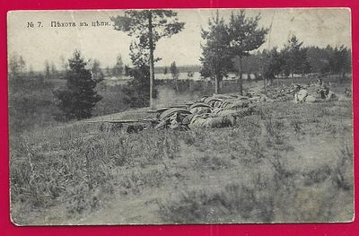 Луга. Пехота в цепи. изд. Грузинцева 1914г. фототипия Шерер. П-9743