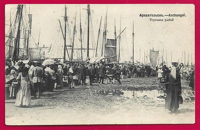 Архангельск. Торговля рыбой. фототипия Шерер. 1904г. П-9318