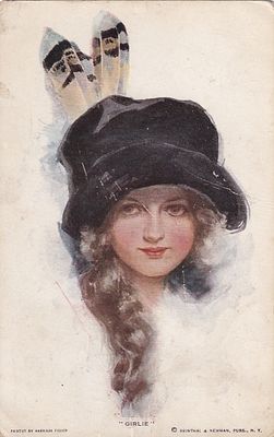 Харрисон Фишер (1875–1934). Девушка в шляпке. Адрес: Симбирск. Канцелярия 5-го Карго-польского 