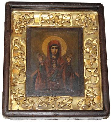 Икона Богоматери `Знамение`. Россия. Кон. XIX века. Дерево, масло. 