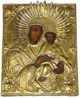 Икона `Богоматерь Смоленская`. Россия. Конец XIX в. Дерево, масло, 