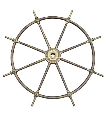 A Large Antique Bronze Naval Ship's Wheel, Mark Shown In Pics VERY HEAVY. A Large Antique Bronze 