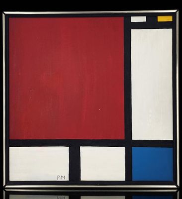 Abstract Red Blue White And Yellow Composition Attributed To Piet Mondrian 1872-1944 Signed. Abst 