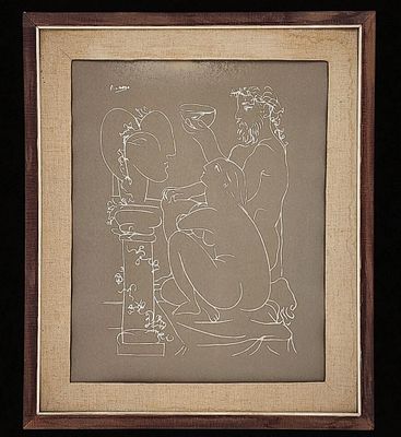 Picasso Drawing Signed 2 Of 2. Picasso Drawing Signed And Dated. Frame Measurement 26" X 21 3/4" 