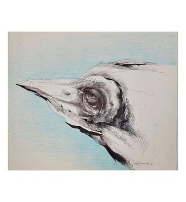Polish-American Theodore J. Roszak 1907-1981 Ink And Crayon Drawing Signed '81, 14" X 17" 