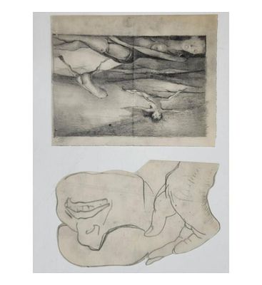 olish-American Theodore J. Roszak 1907-1981 Pencil Drawing / Study Unsigned (2Pcs). Polish-Americ 