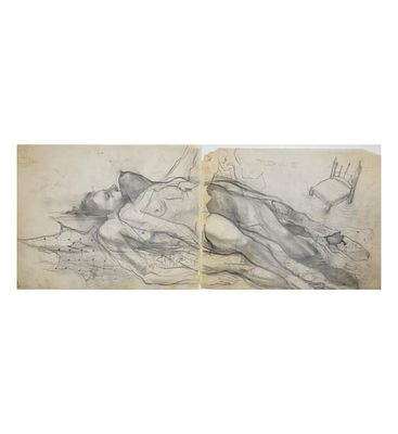 Polish-American Theodore J. Roszak 1907-1981 Pencil Drawing Study (2PCS) Unsigned. Polish-America 