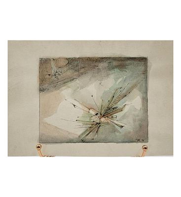 Polish-American Theodore J. Roszak 1907-1981 Ink & Watercolor Signed T.R 79. Polish-American 