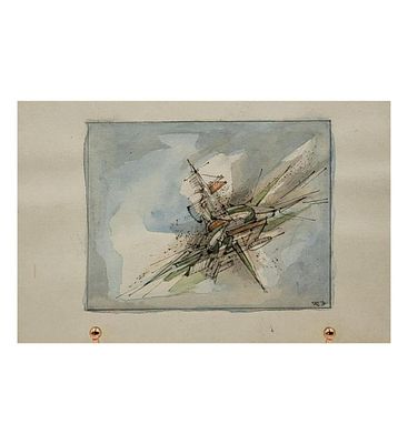 Polish-American Theodore J. Roszak 1907-1981 Ink & Watercolor Signed T.R 79. Polish-American 