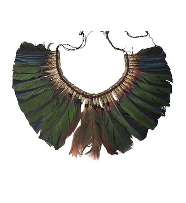 Rare Authentic Papua New Guinea Parrot Feather Headdress. Measures 13" X 8" Laid Out. Items 