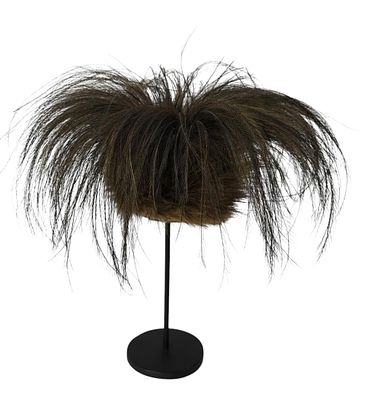 Rare Authentic Papua New Guinea Cassowary Feather Headdress. Measures 13" X 15" On Stand. Items 