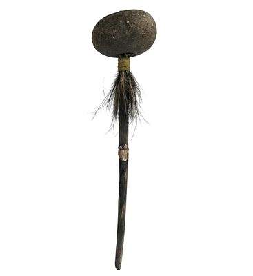 Antique Oceanic Stone Club Or Ceremonial Item (STONE). Measures 24.5" Overall &amp; Stone Ball 