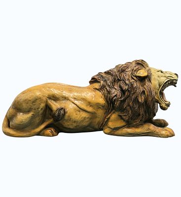 A Large Vintage Fiberglass Lion Figure. Large Vintage Fiberglass Lion Sculpture. Measures 
