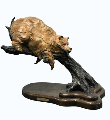 Original Walt Horton 1953-2010 Bronze Statue Titled 'BEAR PAUSE". Measures Approx. . All items 