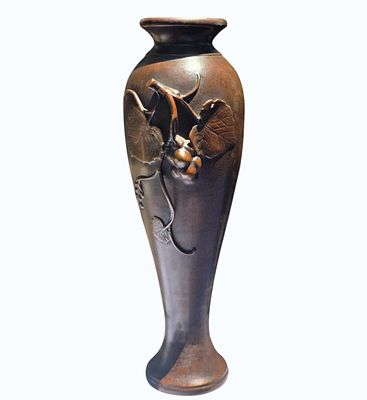 19th C Japanese Bronze Vase Meiji Period. Measures Approx. 14 1/2" x 5". All items must be 