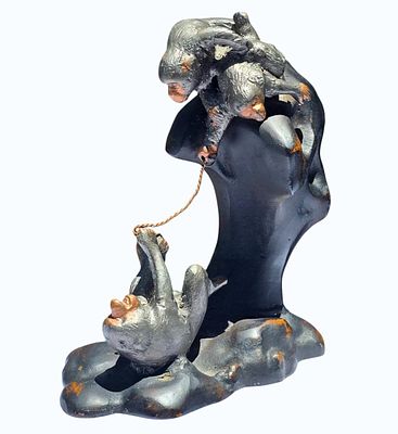 Fine Japanese Bronze Monkey Grouping Figure. Measures Approx. 8" x 7 1/4" x 4". All items must 