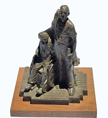 Bronze Figural Grouping on Wood Base Signed and Numbered. Measures Approx. overall 9 1/2" x 7 