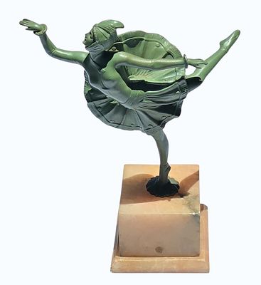 Antique Art Deco Figure on Marble Base. Measures Approx. overall 11" tall x (4" x 4" Base). All 