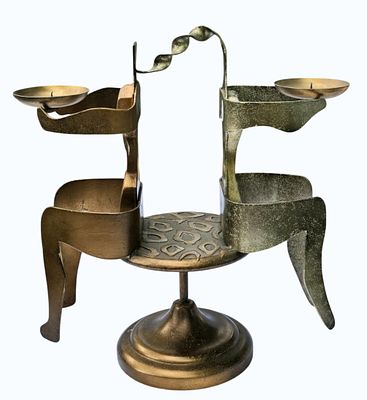 MCM Brutalist Figural Candle Holders. Measures Approx. 17" x 15 3/4" x 7 1/4". All items must 