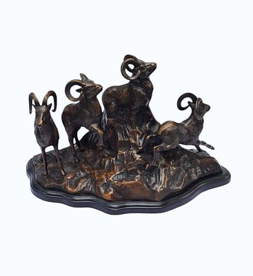 Vintage Grouping of Mountain Rams Figure. Measures Approx. 10" x 16" x 9". All items must be 