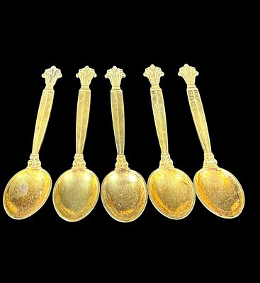 Two sets of George Jensen of Denmark Sterling silver spoons 156 Grams 14 Pieces. Two sets of 
