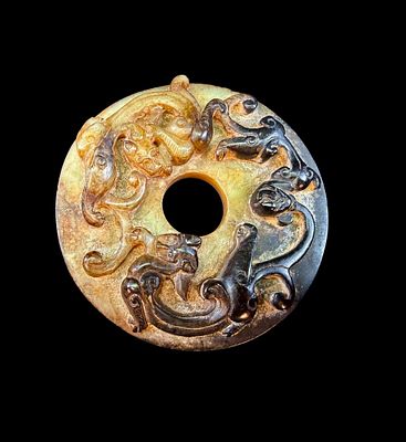 Important and exceedingly rare authentic Ming dynasty or earlier antique Chinese carved jade bi 