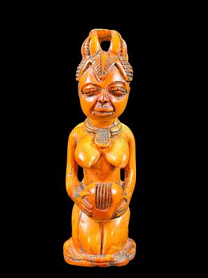 Antique 19th century Central African carved maternity figure (phemba or pfemba), specifically 