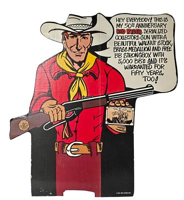 Vintage BB Gun Advertising Sign. Vintage Rod Ryder Bb Gun Advertising Sign. Measures 28.5" X 