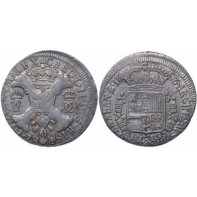Патагон 1695 года. Брабант. Kарл II. 1665-1700. Гурт шнур. AU. Патагон 1695 года. Брабант. Kарл 