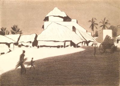 [Печатная графика] Ватагин Василий Алексеевич (1883–1969). Селение, 1919 г. Бумага. литография. 