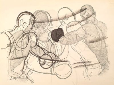 [Печатная графика] Витинг Николай Иосифович (1910–1991). Бой с тенью. 1977. Бумага 