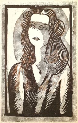 [Печатная графика] Зусман Леонид Павлович (1906–1993). Портрет. Бумага, линогравюра. 28х44,5 см. 