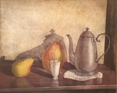 [Печатная графика] Миклашевич Сергей Викторович (род. 1946). Натюрморт с чайником. 1992 г. 